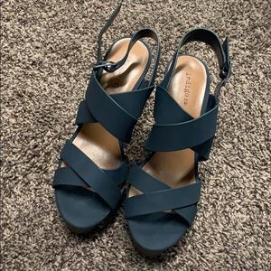 Navy blue wedges never worn